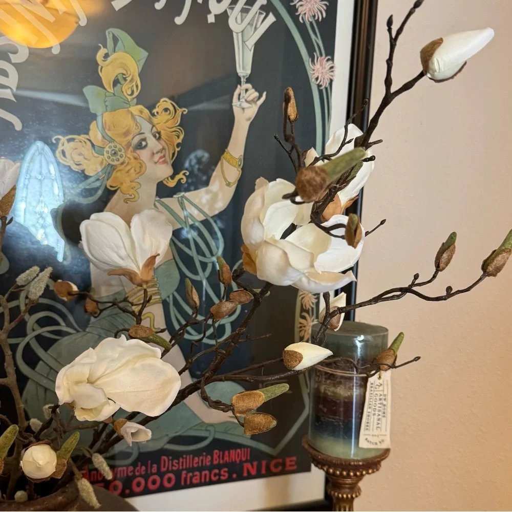 Magnolia budding & bloom realistic branches approximately 38” long, extra tall